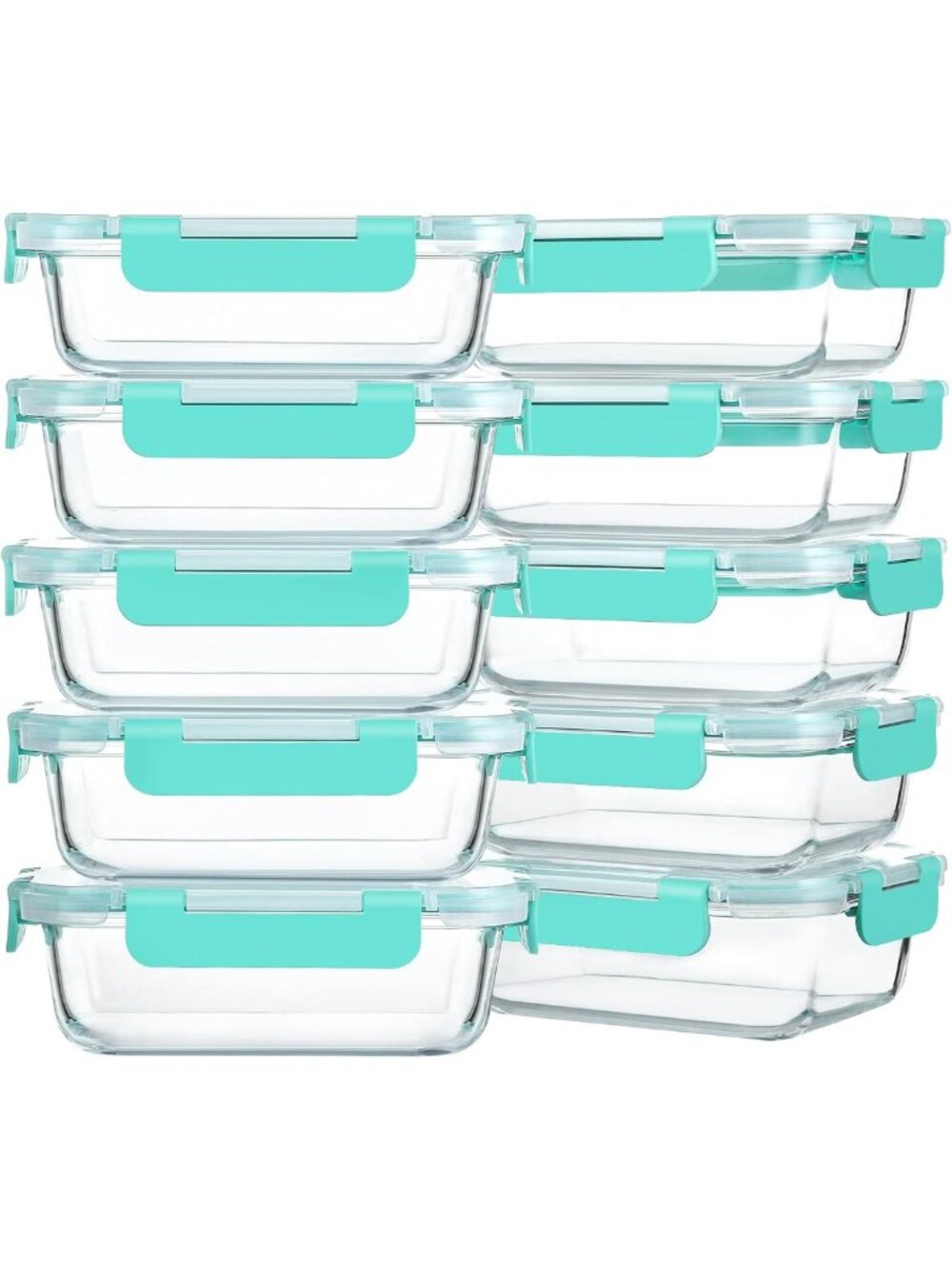 10 Pack 22oz Glass Food Storage Containers with Lids - BPA Free, Eco-Friendly